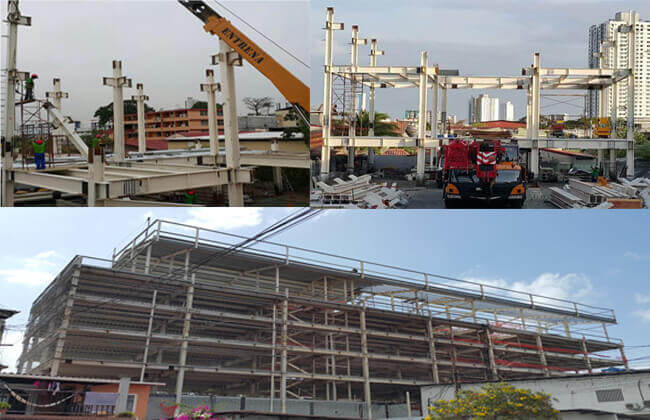 Η δομή χάλυβα πλαισίωσε το εμπορικό κτίριο γραφείων και τη Prefab οικοδόμηση ζευκτόντων δομικού χάλυβα με το σχέδιο - κτήρια χάλυβα πολυόροφων κτιρίων στον Παναμά